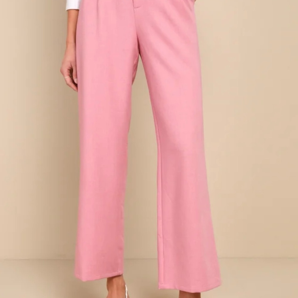 Lulus Inspiring Poise Light Pink High Rise Trouser Pants – XL